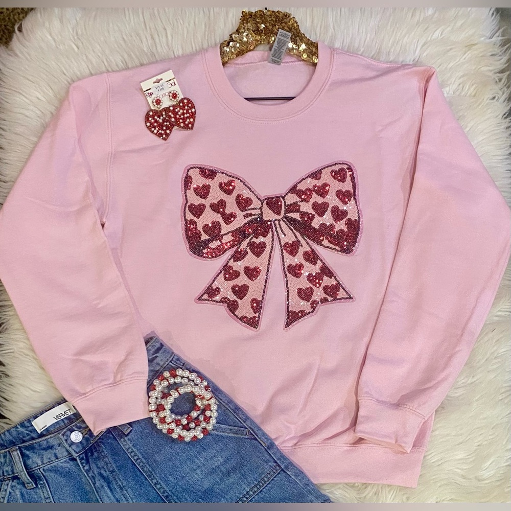 BRAND NEW WITH TAGS Heart Bow Sequin Sweatshirt